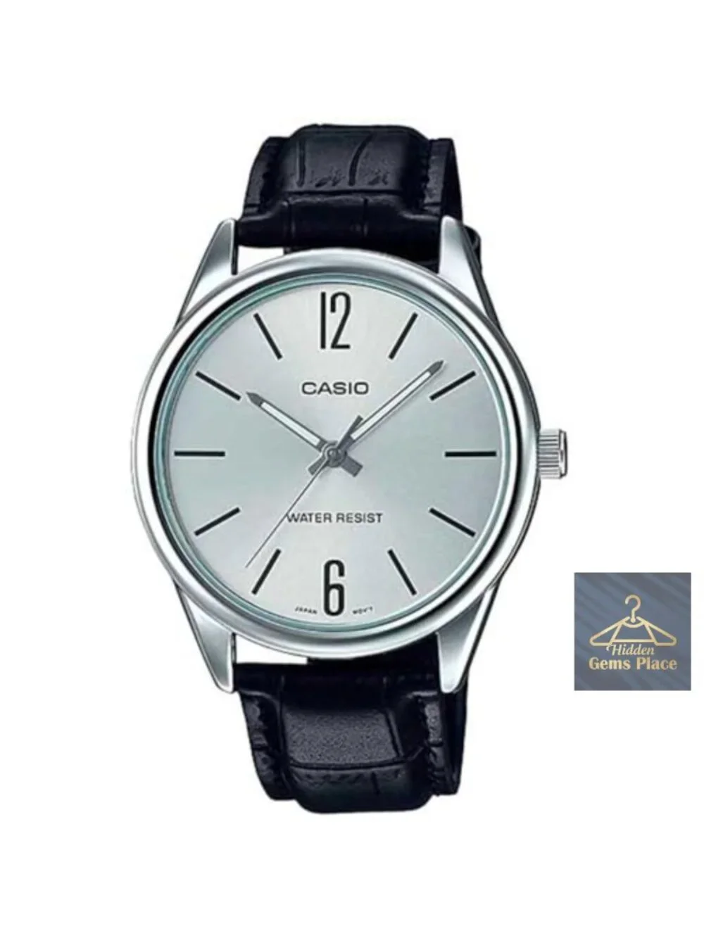 Men's Analog Watch with Leather Band Stainless Steel Case Mineral Crystal